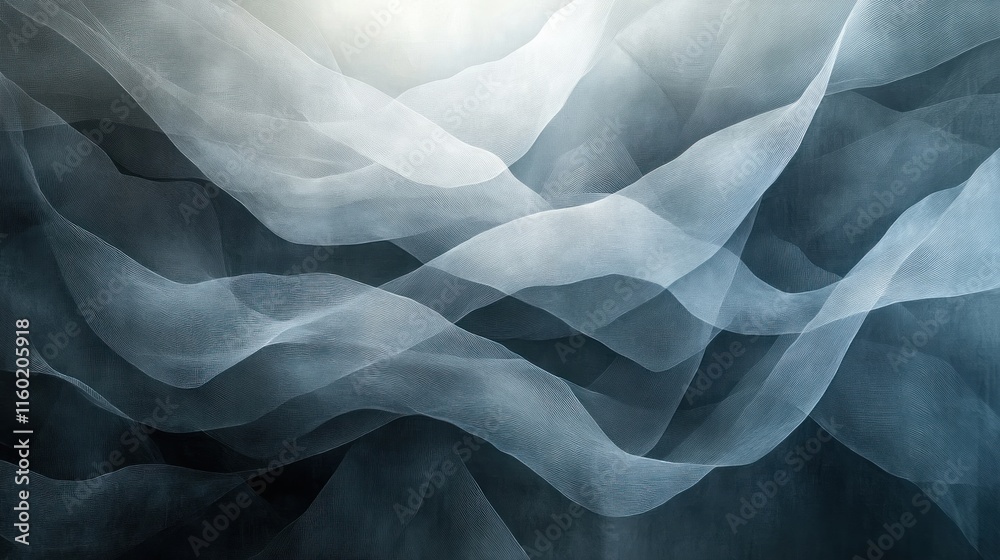 Fototapeta premium Abstract Blue Hues: Serene Waves of Fabric