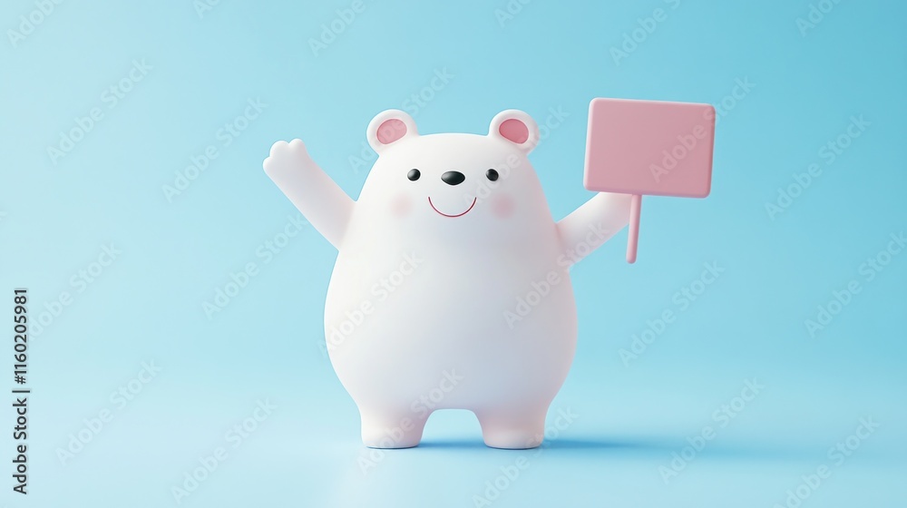 Cute cartoon polar bear holding a blank sign. Cute cartoon polar bear holding a blank sign.