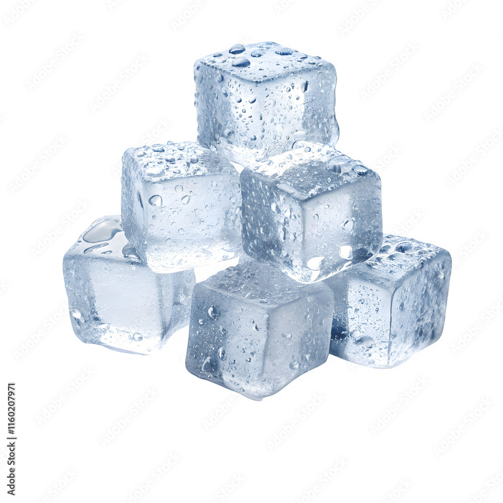 Crystal clear ice cubes transparent image droplets of water on their surfaces lighting highlights transparency and texture, emphasizing refraction clarity of the ice Crystal clear ice cubes transparent image droplets of water on their surfaces lighting highlights transparency and texture, emphasizing refraction clarity of the ice