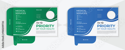 Medical Healthcare file folder design with colorful template