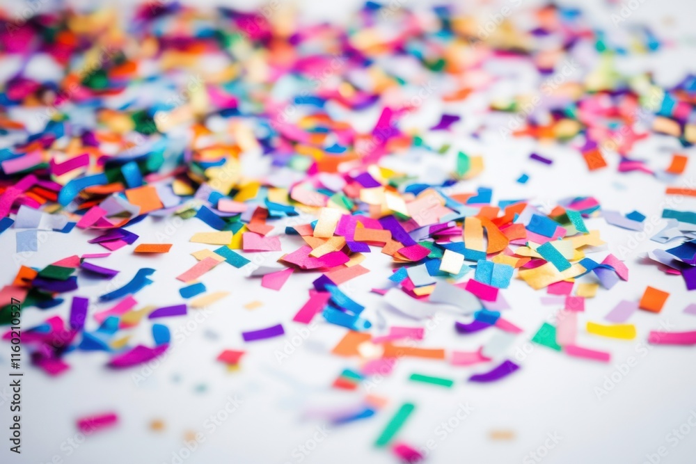 Colorful confetti scattered on a white surface, perfect for celebrating special occasions and events