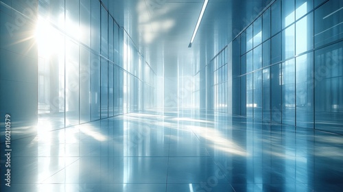 Wallpaper Mural Sunlit Modern Glass Corridor: Architectural Serenity Torontodigital.ca