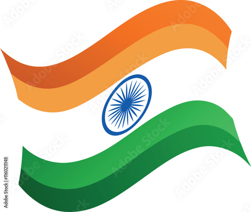 India flag tricolor rainbow curvy wave design vector art generated Ai