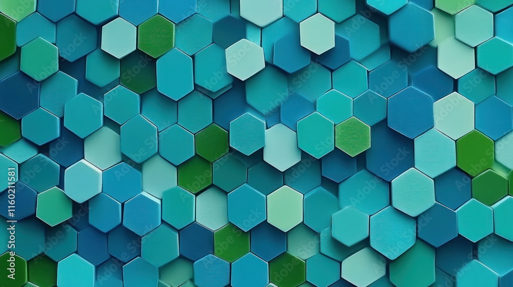 Abstract background of teal and green hexagons. Abstract background of teal and green hexagons.
