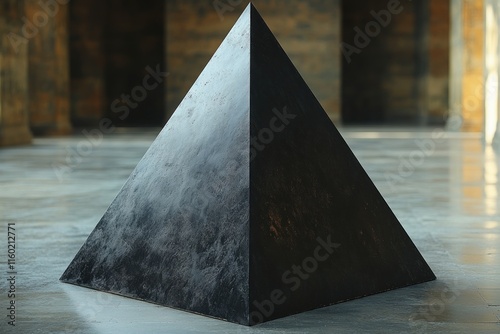 Black Pyramid in Modern Architectural Space photo