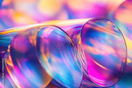 Colorful glass lenses reflecting light in a vibrant abstract composition during daytime photo