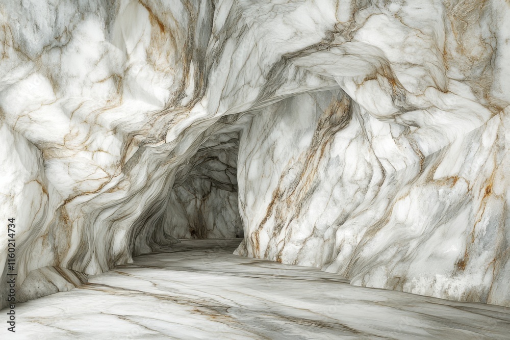 Fototapeta premium Exploration of a stunning marble cave with intricate patterns and smooth surfaces highlighting geology's beauty