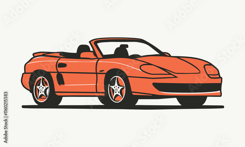 A flat vector illustration of convertible car drawing, transportation vector graphic