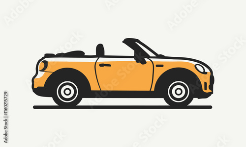 A flat vector illustration of convertible car drawing, transportation vector graphic