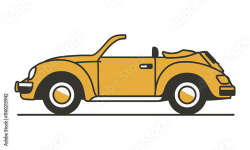 A flat vector illustration of convertible car drawing, transportation vector graphic