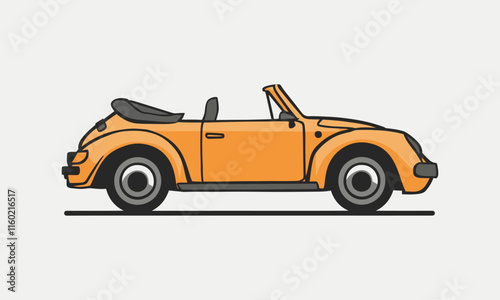 A flat vector illustration of convertible car drawing, transportation vector graphic