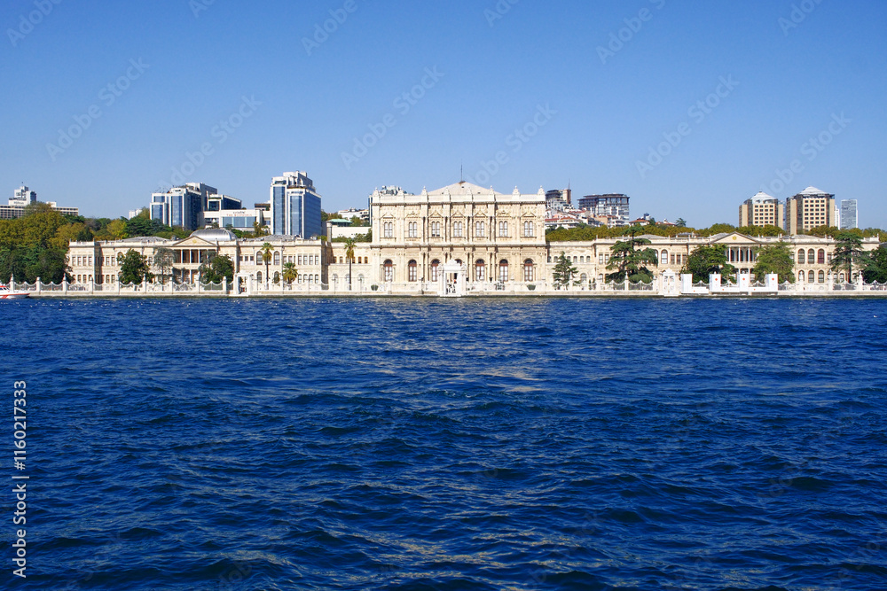 Dolmabahçe Palace from the Bosporus in İstanbul, Turkey Dolmabahçe Palace from the Bosporus in İstanbul, Turkey