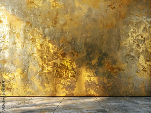 Golden textured wall with a luxurious reflective finish photo