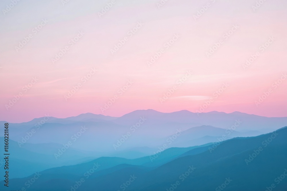 Serenity at dusk over rolling mountains with a gentle pastel sky in the background Serenity at dusk over rolling mountains with a gentle pastel sky in the background