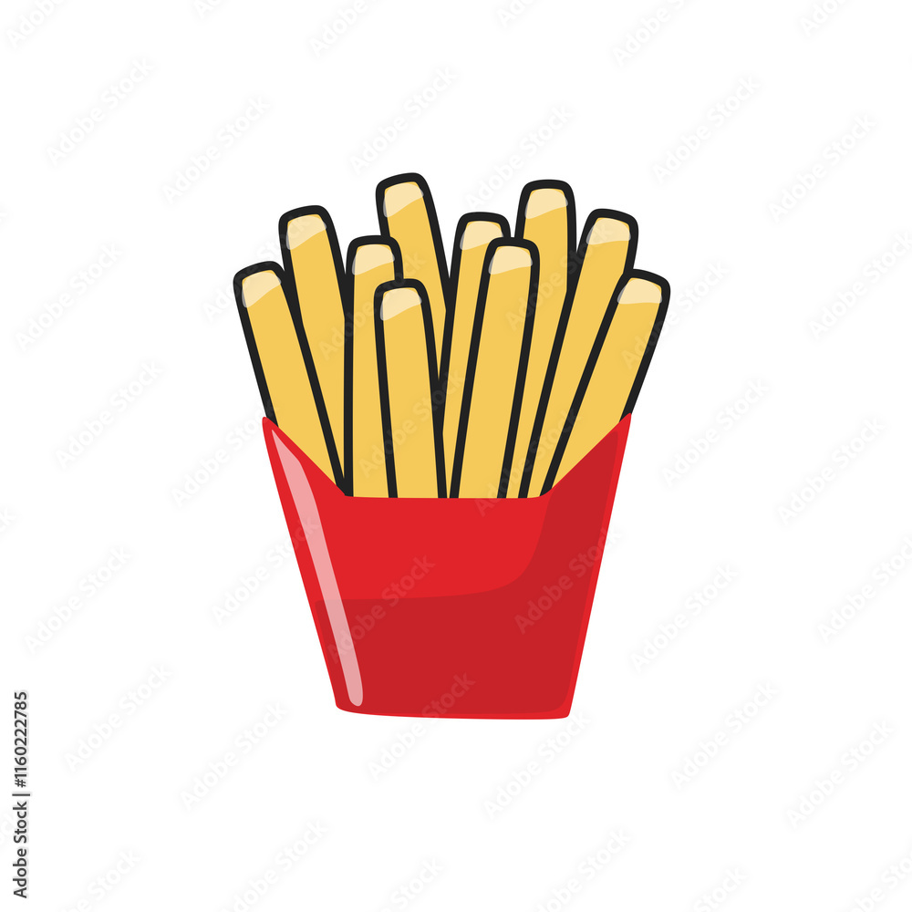 french fries in a red box isolated on white french fries in a red box isolated on white