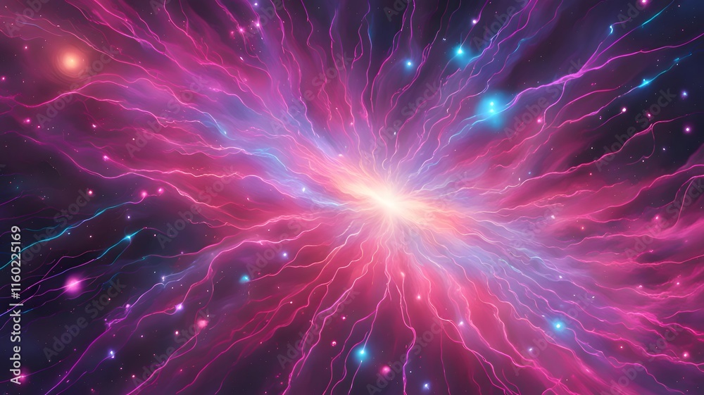 Fototapeta premium Starry Galaxy Digital Artwork Featuring Neon Particle Glow
