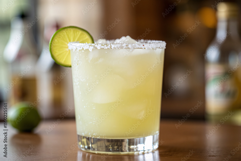Frozen lime margarita with a salted rim, served in a chilled glass, perfect for a refreshing cocktail showcase Frozen lime margarita with a salted rim, served in a chilled glass, perfect for a refreshing cocktail showcase