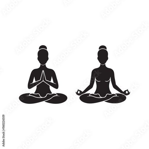 yoga pose silhouette vector.yoga position silhouette.