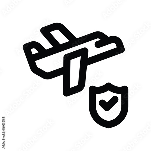 airplane insurance icon. vector line icon for your website, mobile, presentation, and logo design.