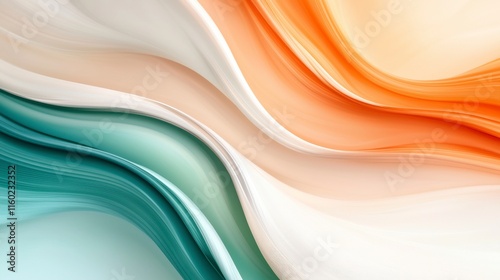 Wallpaper Mural Soft Flowing Waves in Earthy Tones of Orange, Aqua, and Cream for Abstract Background Torontodigital.ca