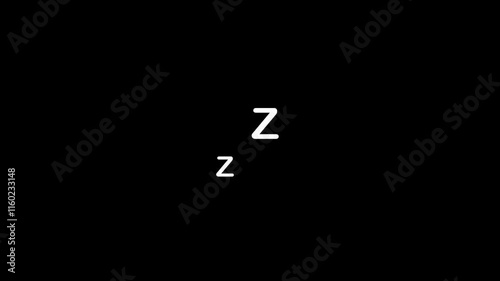 Cartoon style sleeping zzz letter symbol animation on alpha channel transparent background