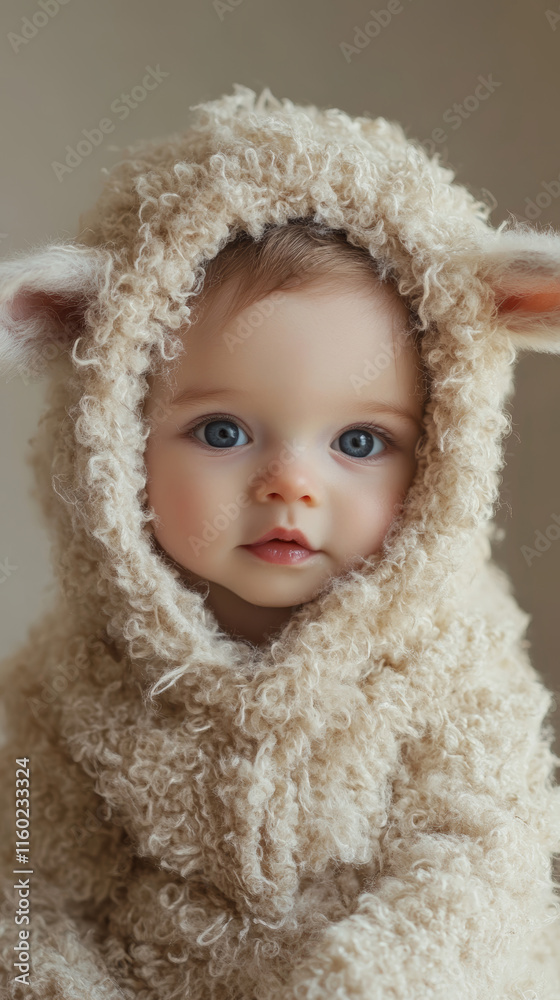 child with a goat coat child with a goat coat