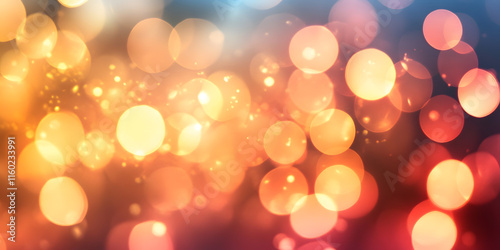 Golden and Red Abstract Bokeh Light Background with Warm Glow and Luminous Texture : Generative AI