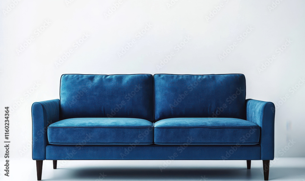 Blue couch sofa furniture , front view, isolated on transparent background png Blue couch sofa furniture , front view, isolated on transparent background png