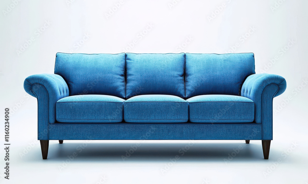 Blue couch sofa furniture , front view, isolated on transparent background png Blue couch sofa furniture , front view, isolated on transparent background png