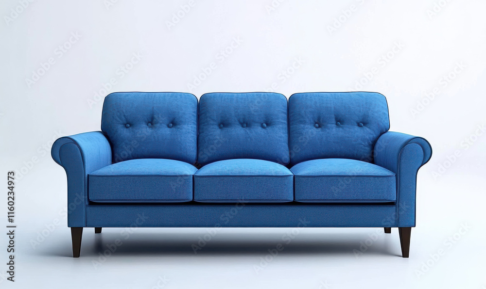 Blue couch sofa furniture , front view, isolated on transparent background png Blue couch sofa furniture , front view, isolated on transparent background png