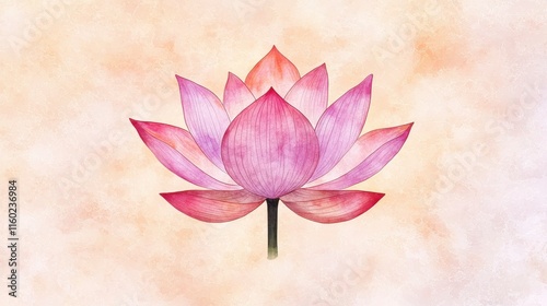 Delicate Pink Lotus Flower on Soft Watercolor Background with Warm Tones
