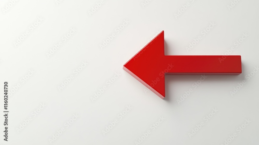 Left-pointing red arrow on white background Left-pointing red arrow on white background