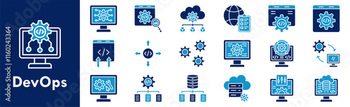 DevOps icon collection set. Containing design development, business, technology, agile, software