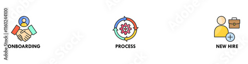 Trainee banner web icon vector illustration concept for internship training and learning program apprenticeship with an icon of onboarding, process, and new hire