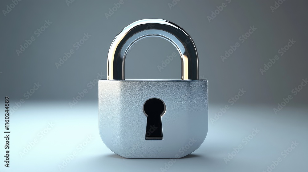 Fototapeta premium Metal Padlock Symbolizing Security and Protection on a Smooth Gray Background