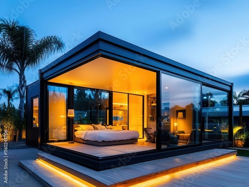 A compact container home with ecofriendly thermal insulation and solarpowered lighting