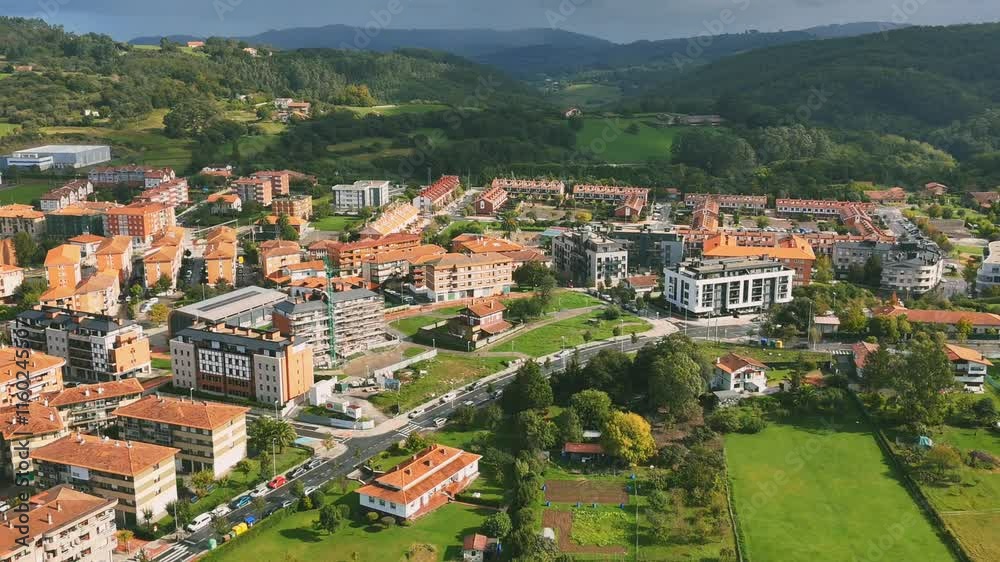 Aerial view of the Memorial Park of Bilbao with stunning skyline, hills and green spaces in Spain Aerial view of the Memorial Park of Bilbao with stunning skyline, hills and green spaces in Spain