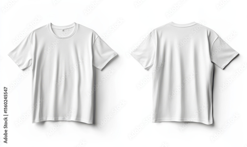 Two white short sleeves are placed flat on the table Two white short sleeves are placed flat on the table
