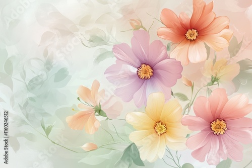 Delicate Pastel Flowers with Soft, Abstract Background