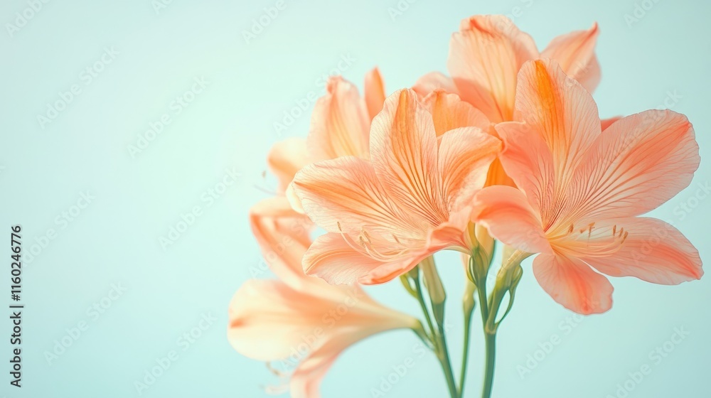 Obraz premium Coral Orange Floral Arrangement on Soft Background with Copyspace for Botanical or Nature Themes