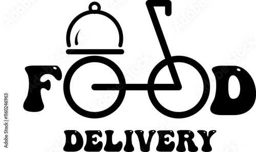 Delivery bicycle, delivery food icon vector symbol logo illustration
 photo