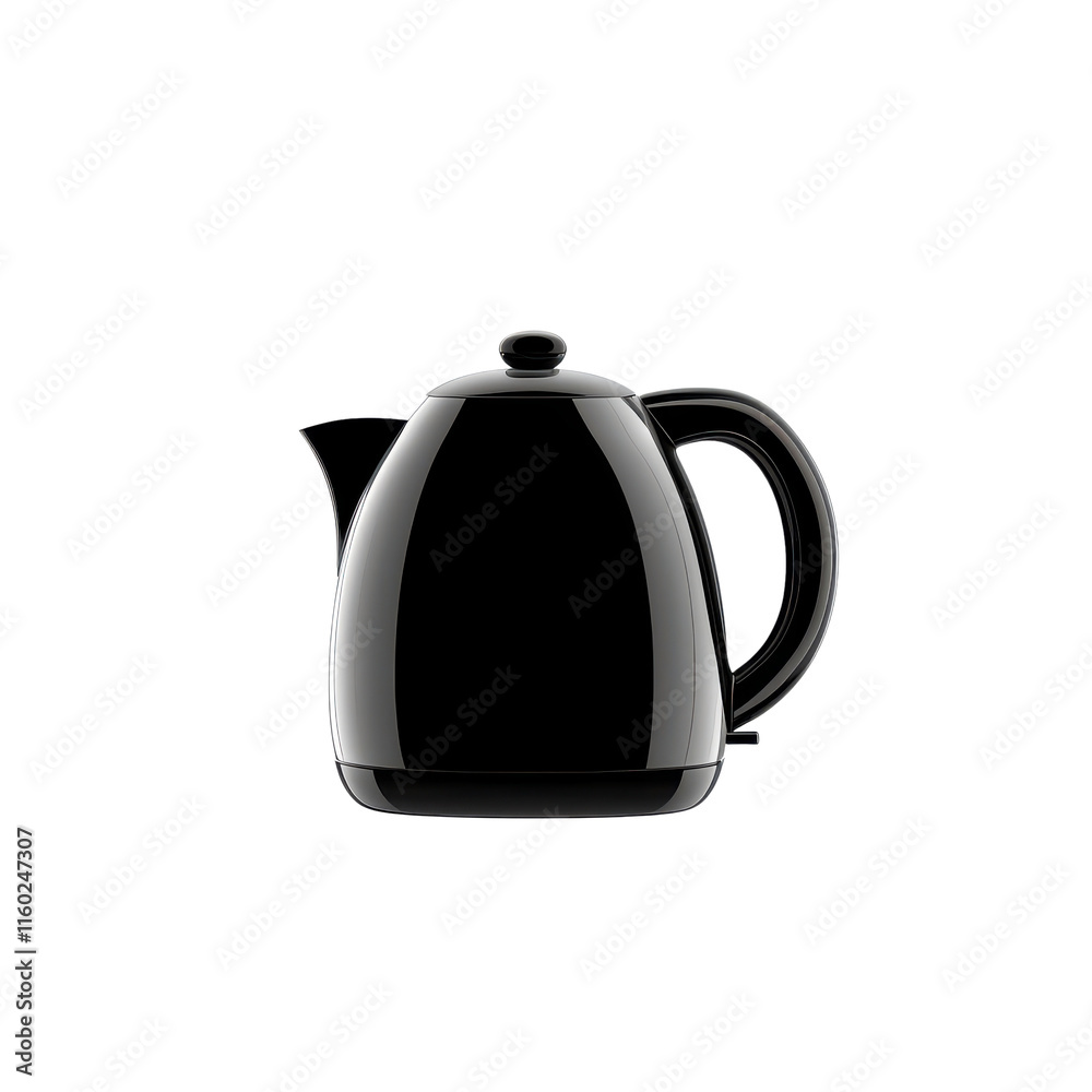 Obraz premium Elegant black kettle with smooth finish and ergonomic handle perfect for modern kitchen settings and stylish tea preparation