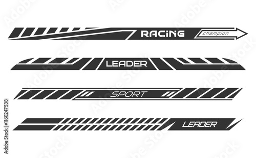 Races. Car sticker template. The design of a team of racers or fans. The idea of printing on clothes and souvenirs and creative ideas