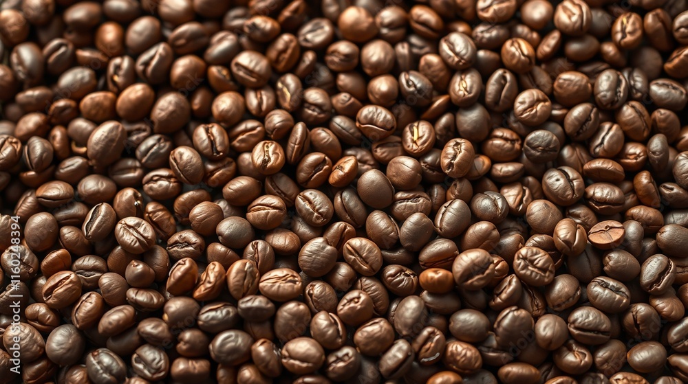 Fototapeta premium Close-Up of Freshly Roasted Coffee Beans in Rich Brown Hues
