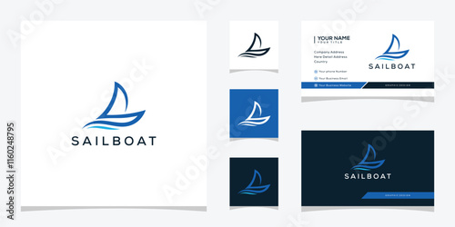 creative letter S sailboat logo design vector icon