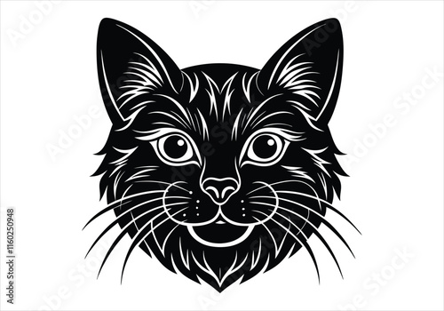 cat head silhouette vector 