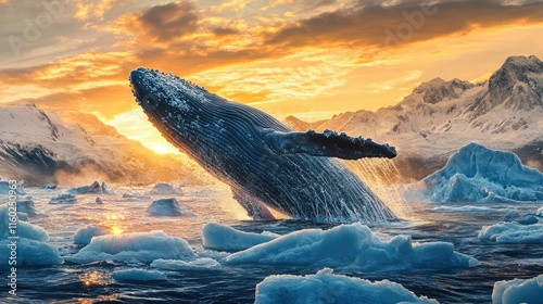 Digital art illustration of a whale photo