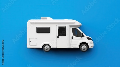 A blueprint of a Class B RV with a compact bathroom and convertible lounge