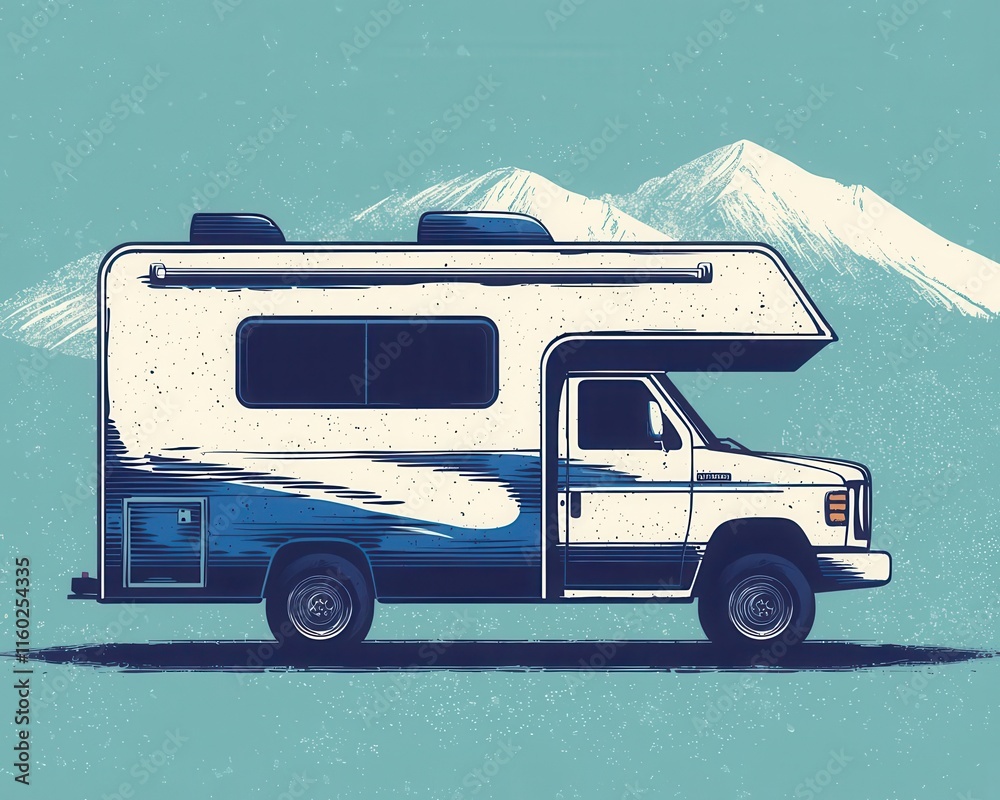 Naklejka premium A rugged RV blueprint designed for desert travel with heatresistant materials