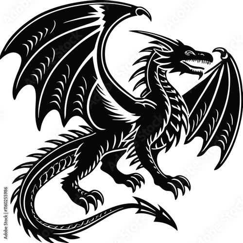 Wallpaper Mural Dragon Silhouette Full Left view Illustration Art Torontodigital.ca